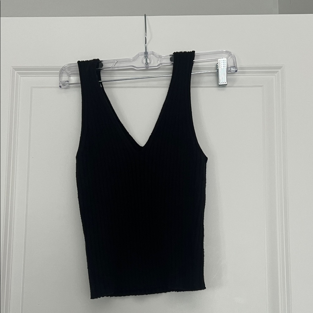 Quince Black V-Neck Tank Top